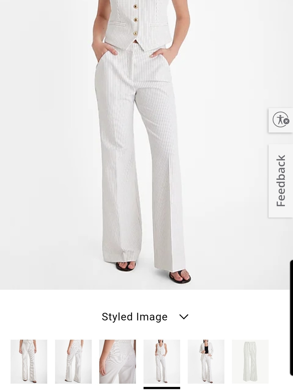 Express Cream Pinstripe Wide-Leg Pants
